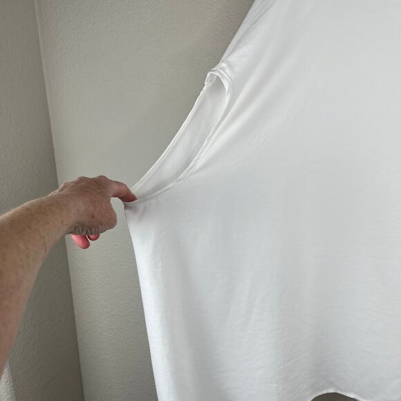 Patrizia Luca White Slouchy Oversized Tunic Top Cape Sharkbite Hem Blouse OS NWT - Picture 6 of 10